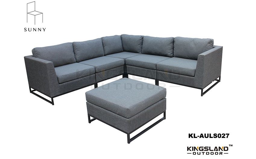 Aluminum frame all weather textiel sectional lounge set for 6 person