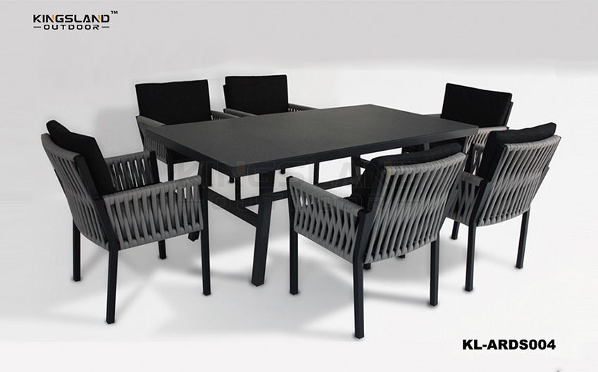 Aluminum furniture dining table set with armchairs for 4-6 person