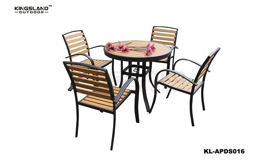 Aluminum  polywood bistro round dining set with armchair for 4 seat