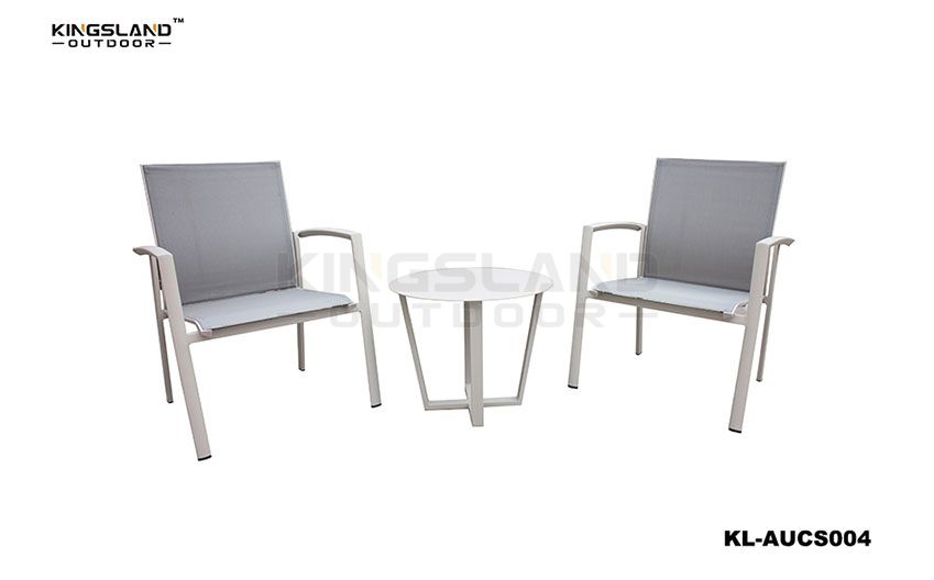 Aluminum  Textilene bistro set single sofa chair with coffee table