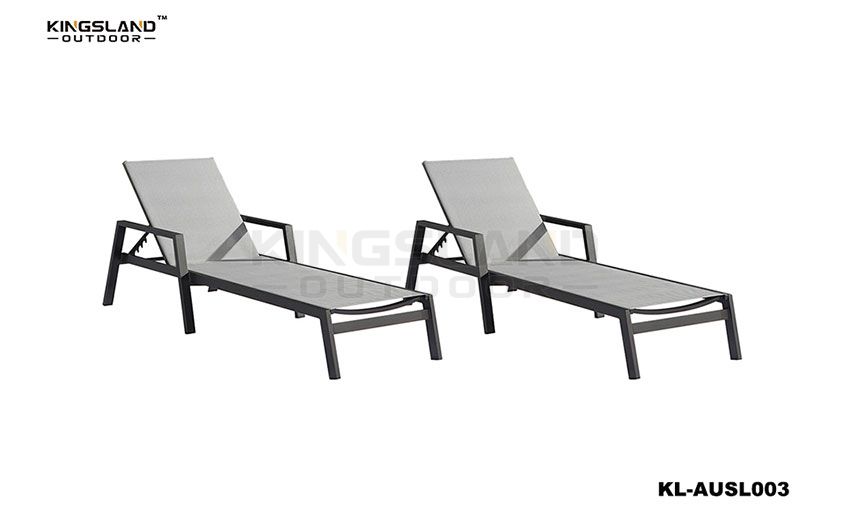 Aluminum frame Textilene sun lounger with adjustable back rest