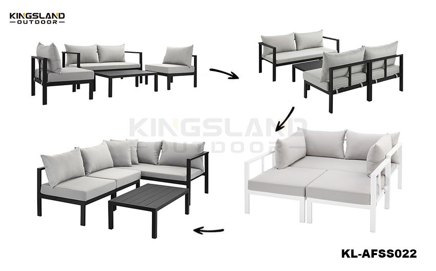 Aluminum Frame Lounge Corner Set for 4 Person, 4pcs Set