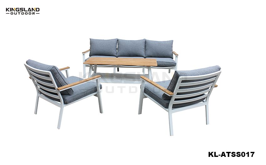 Aluminum frame with Teak lounge set for 5 person, 4pcs set