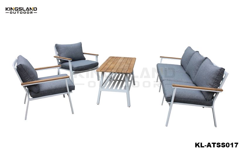 Aluminum frame with Teak lounge set for 5 person, 4pcs set